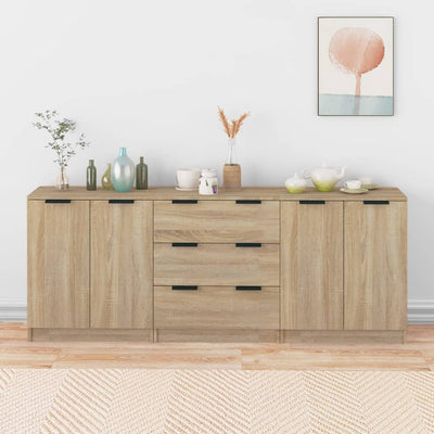 3 Piece Sideboards Sonoma Oak Engineered Wood Payday Deals