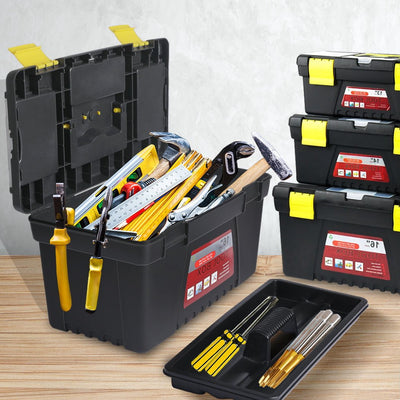 3 Piece Tool Boxes Set Organiser Trays Chest DIY Garage Toolbox Case Storage Bag Payday Deals