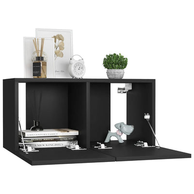 3 Piece TV Cabinet Set Black Engineered Wood Payday Deals