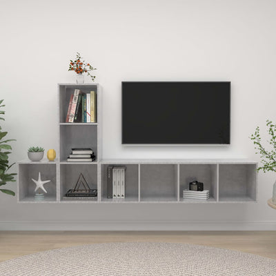 3 Piece TV Cabinet Set Concrete Grey Engineered Wood