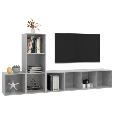 3 Piece TV Cabinet Set Concrete Grey Engineered Wood Payday Deals