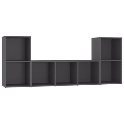 3 Piece TV Cabinet Set Grey Engineered Wood Payday Deals