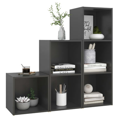 3 Piece TV Cabinet Set Grey Engineered Wood Payday Deals