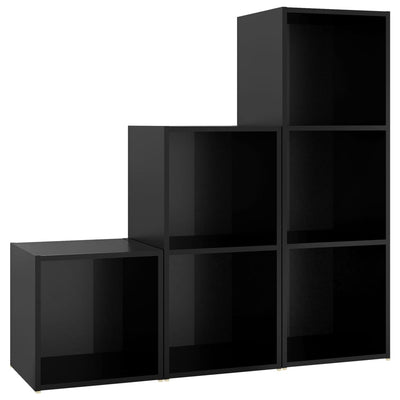 3 Piece TV Cabinet Set High Gloss Black Engineered Wood Payday Deals