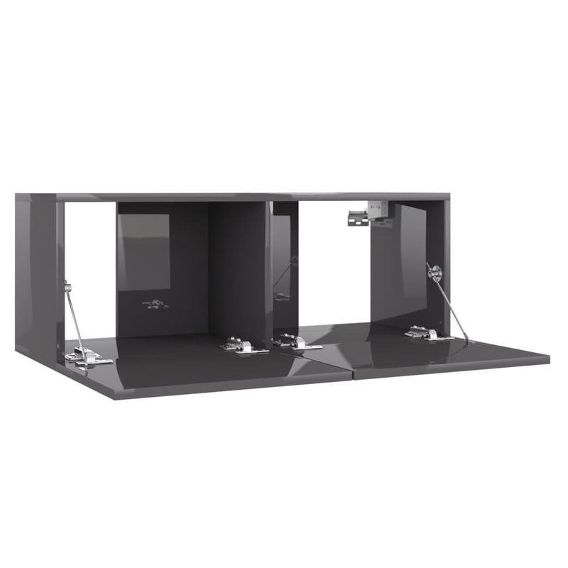 3 Piece TV Cabinet Set High Gloss Grey Engineered Wood Payday Deals