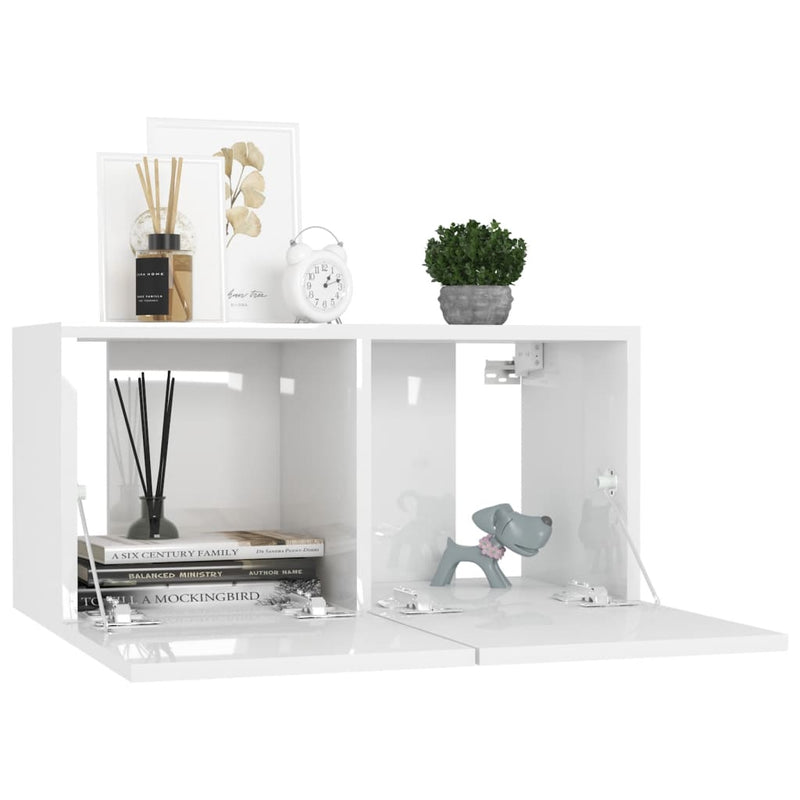 3 Piece TV Cabinet Set High Gloss White Chipboard Payday Deals