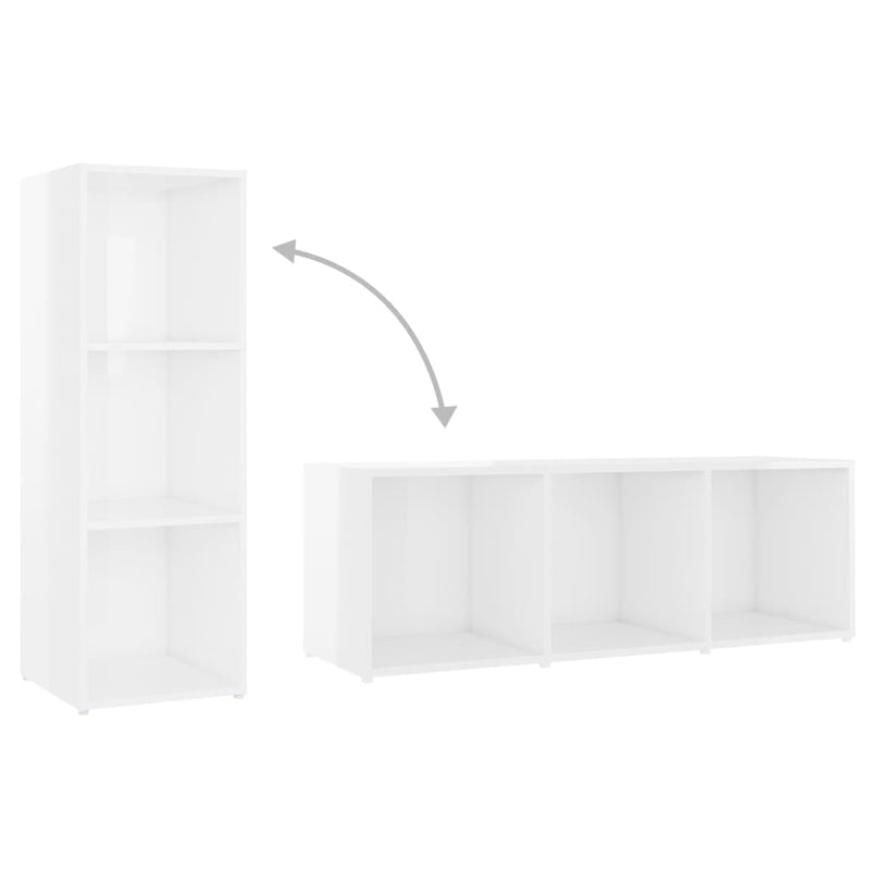 3 Piece TV Cabinet Set High Gloss White Engineered Wood Payday Deals