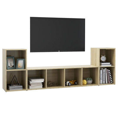 3 Piece TV Cabinet Set Sonoma Oak Engineered Wood Payday Deals