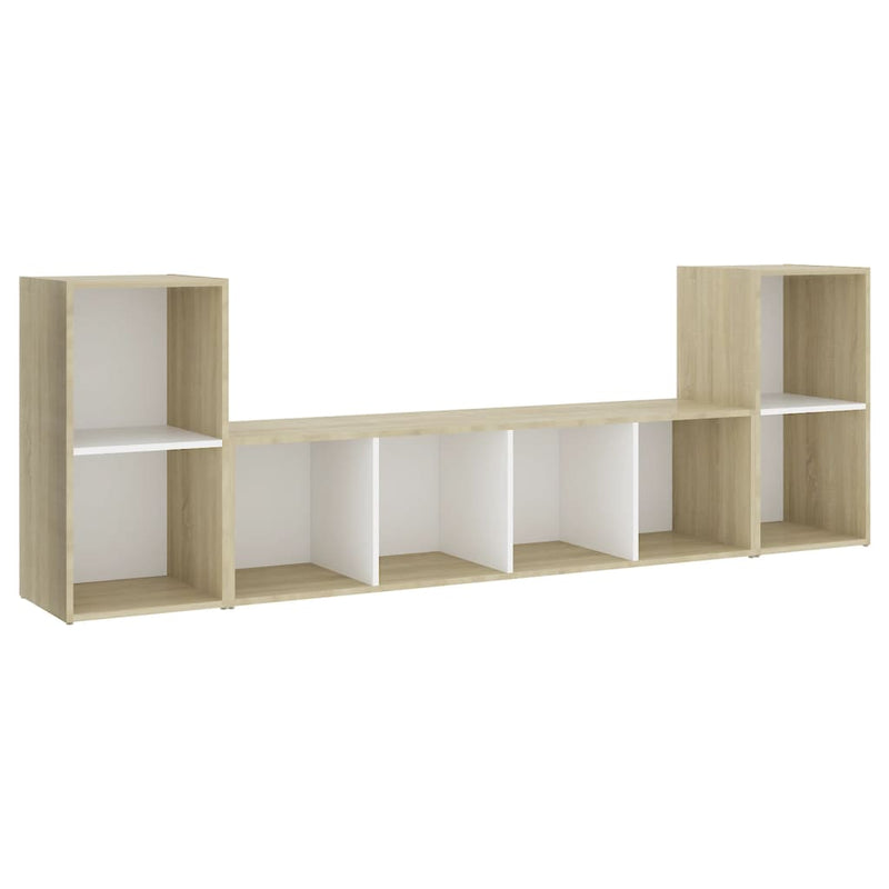 3 Piece TV Cabinet Set White and Sonoma Oak Engineered Wood Payday Deals