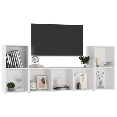 3 Piece TV Cabinet Set White Engineered Wood Payday Deals