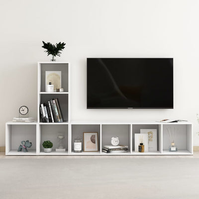 3 Piece TV Cabinet Set White Engineered Wood Payday Deals