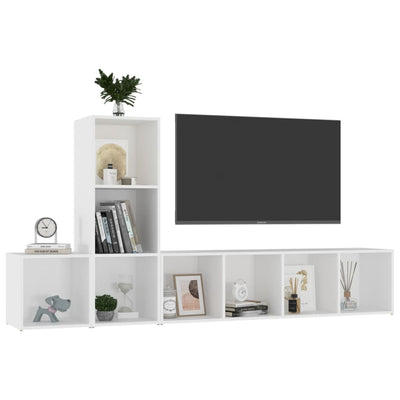 3 Piece TV Cabinet Set White Engineered Wood Payday Deals