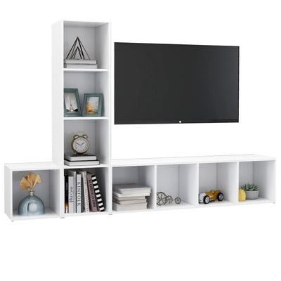 3 Piece TV Cabinet Set White Engineered Wood Payday Deals