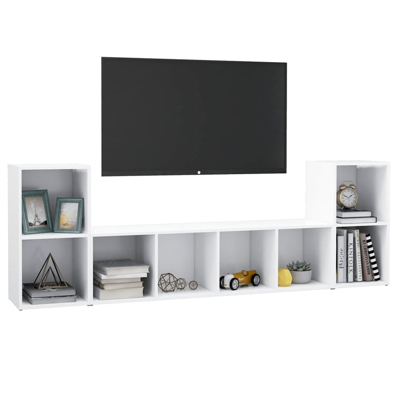 3 Piece TV Cabinet Set White Engineered Wood Payday Deals