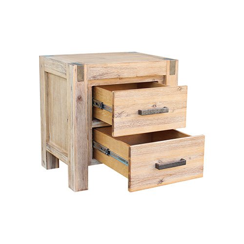 3 Pieces Bedroom Suite in Solid Wood Veneered Acacia Construction Timber Slat Queen Size Oak Colour Bed, Bedside Table Payday Deals