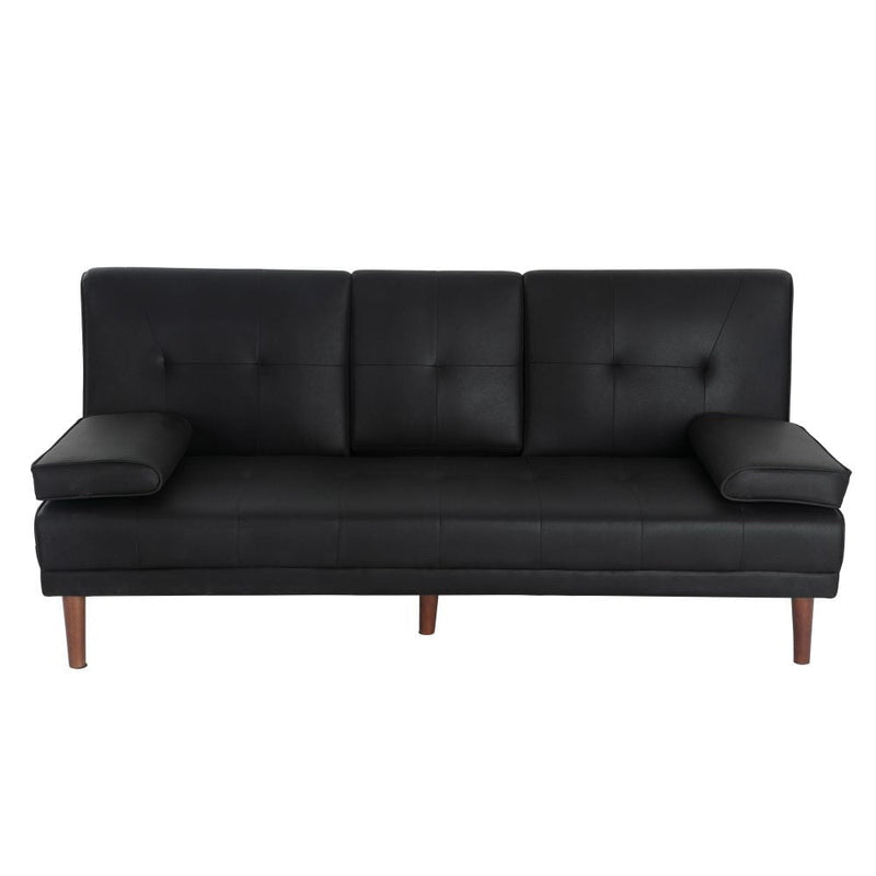 3 Seater Adjustable Sofa Bed With Cup Holder Black Payday Deals