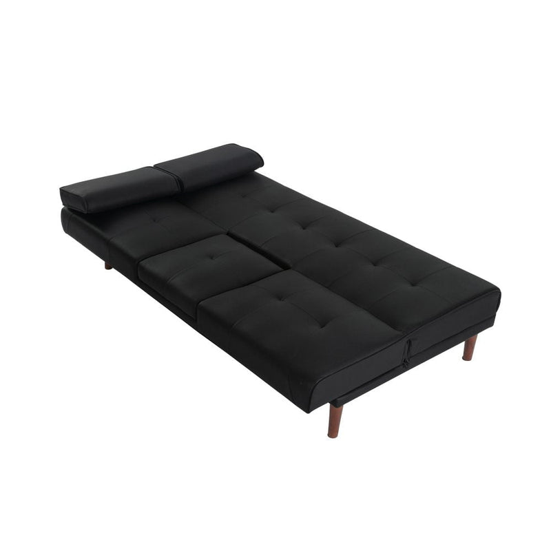 3 Seater Adjustable Sofa Bed With Cup Holder Black Payday Deals