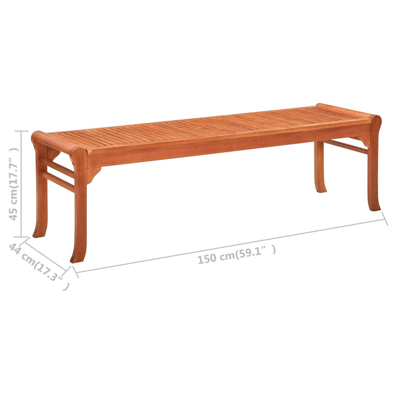 3-Seater Garden Bench 150 cm Solid Eucalyptus Wood Payday Deals