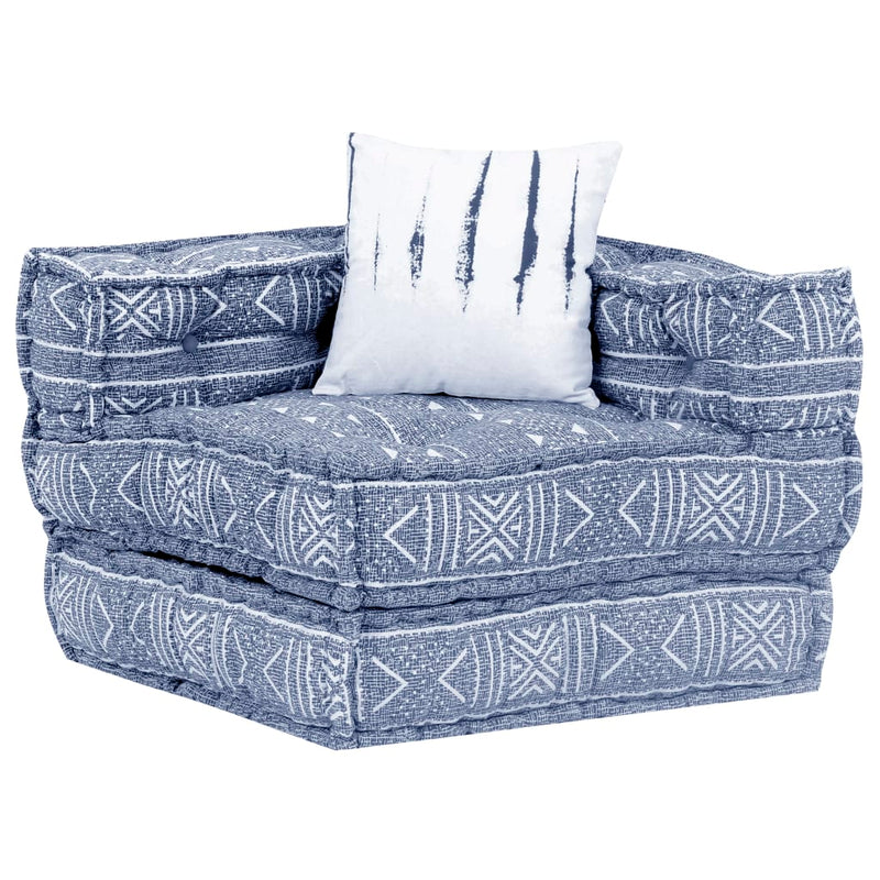 3-Seater Modular Pouffe Indigo Fabric Payday Deals