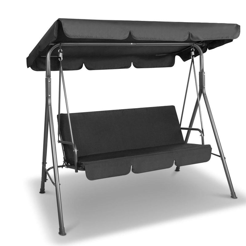 3 Seater Outdoor Canopy Swing Chair - Black
