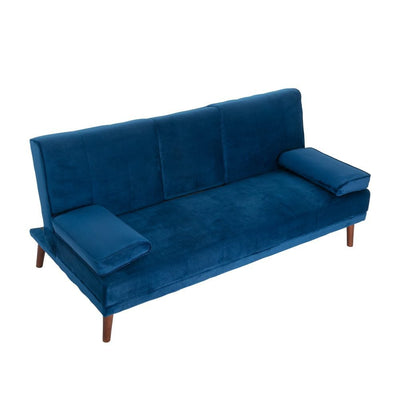 3 Seater Sofa Bed Couch with Cup Holder Velvet Navy Payday Deals