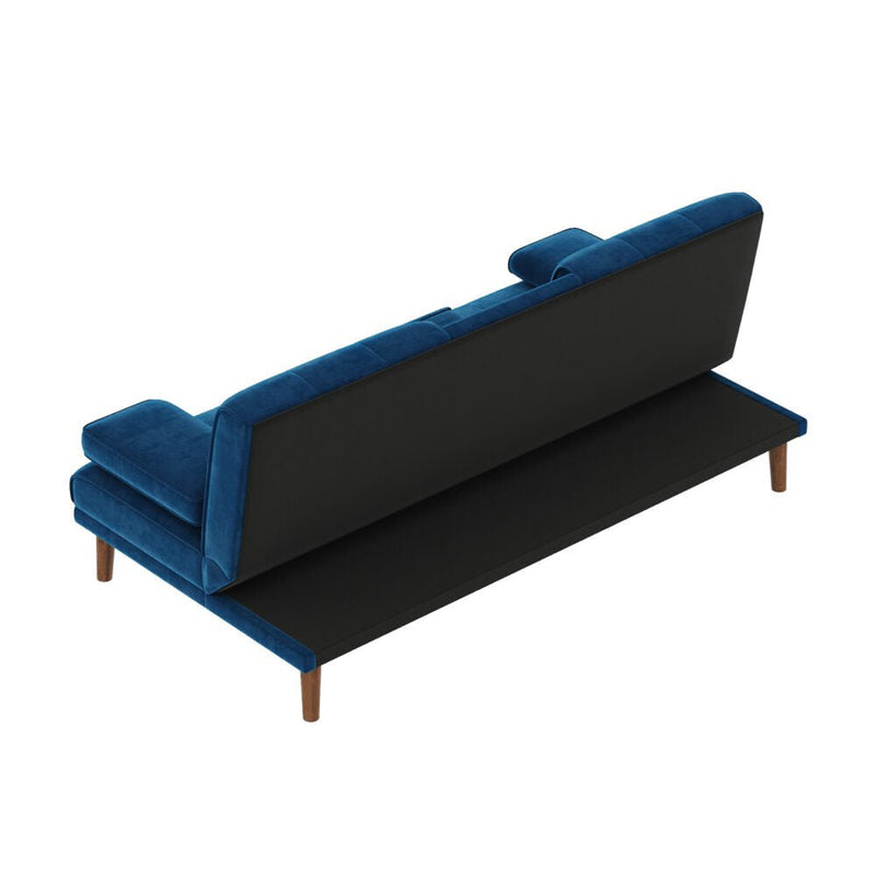 3 Seater Sofa Bed Couch with Cup Holder Velvet Navy Payday Deals