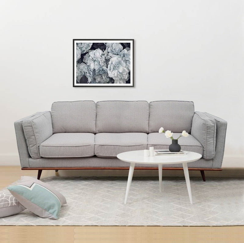 3 Seater Sofa Beige Fabric Modern Lounge Set for Living Room Couch with Wooden Frame Payday Deals