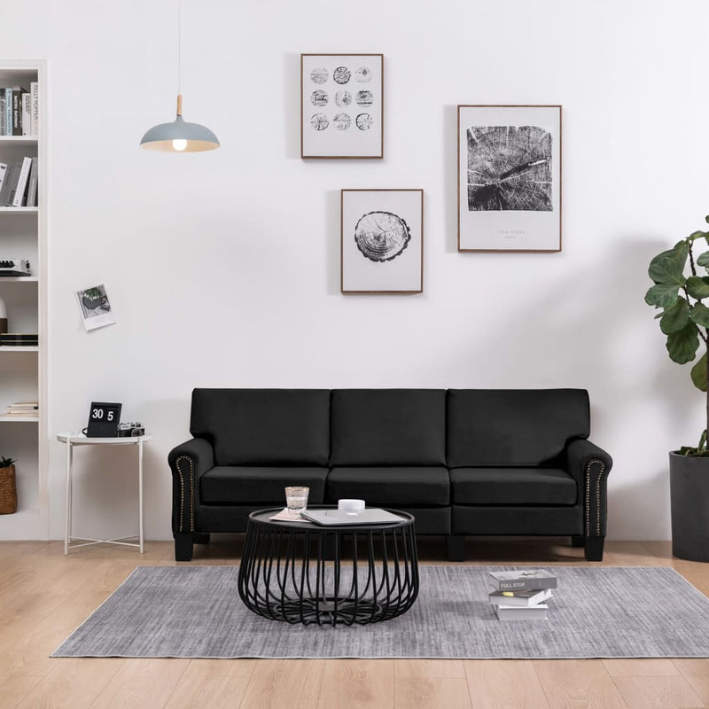 3-Seater Sofa Black Fabric Payday Deals