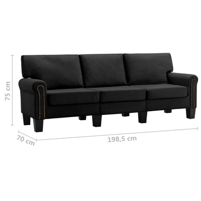 3-Seater Sofa Black Fabric Payday Deals