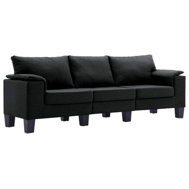 3-Seater Sofa Black Fabric Payday Deals