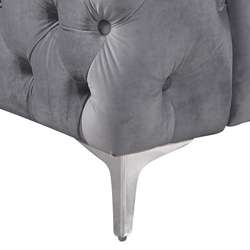 3 Seater Sofa Classic Button Tufted Lounge in Grey Velvet Fabric with Metal Legs Payday Deals