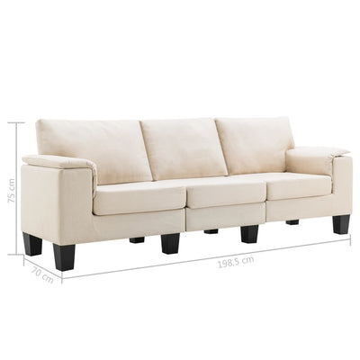 3-Seater Sofa Cream Fabric Payday Deals