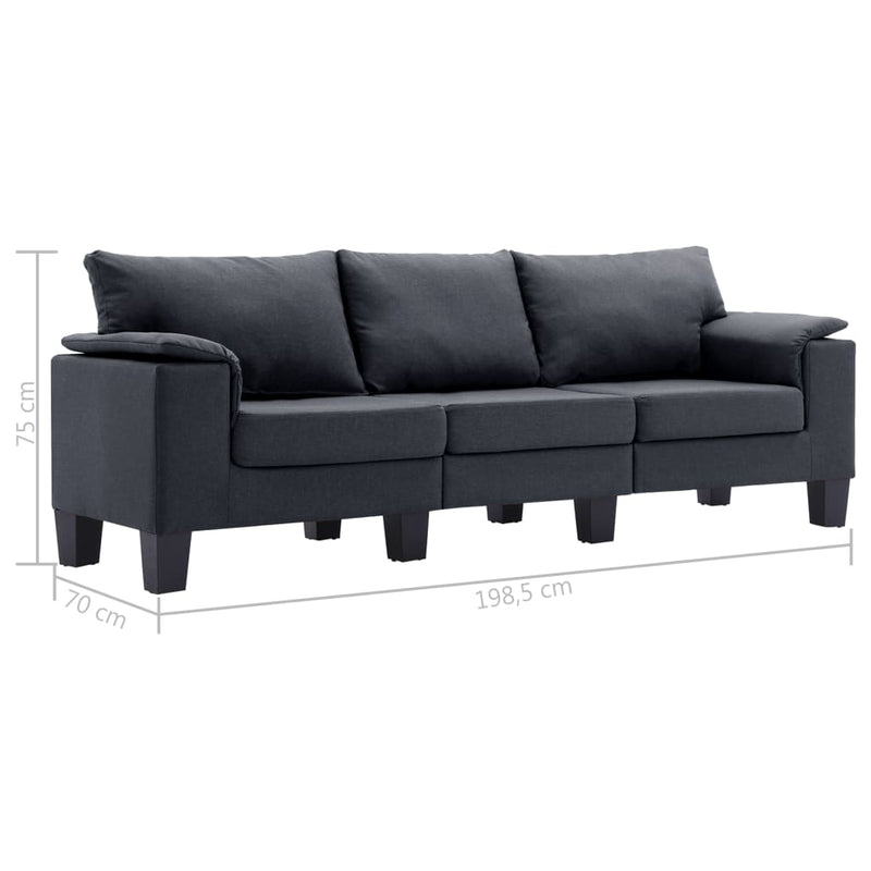 3-Seater Sofa Dark Grey Fabric Payday Deals