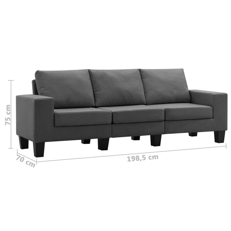 3-Seater Sofa Dark Grey Fabric Payday Deals