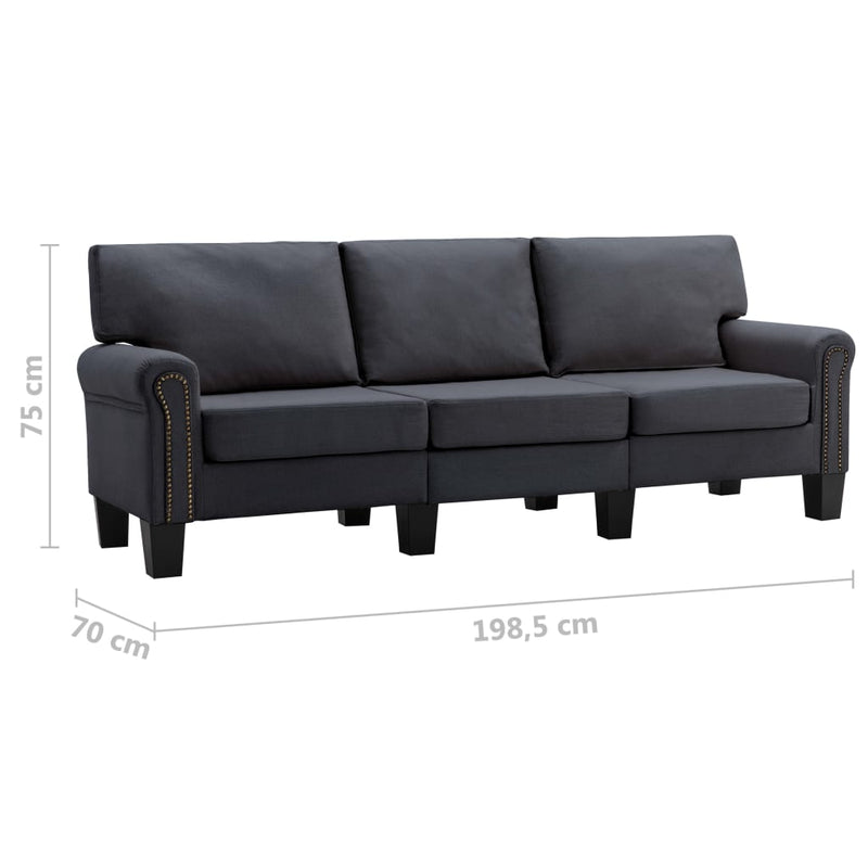 3-Seater Sofa Dark Grey Fabric Payday Deals