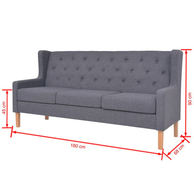 3-Seater Sofa Fabric Grey Payday Deals