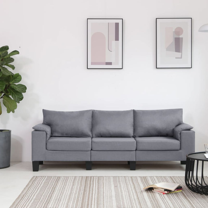 3-Seater Sofa Light Grey Fabric Payday Deals