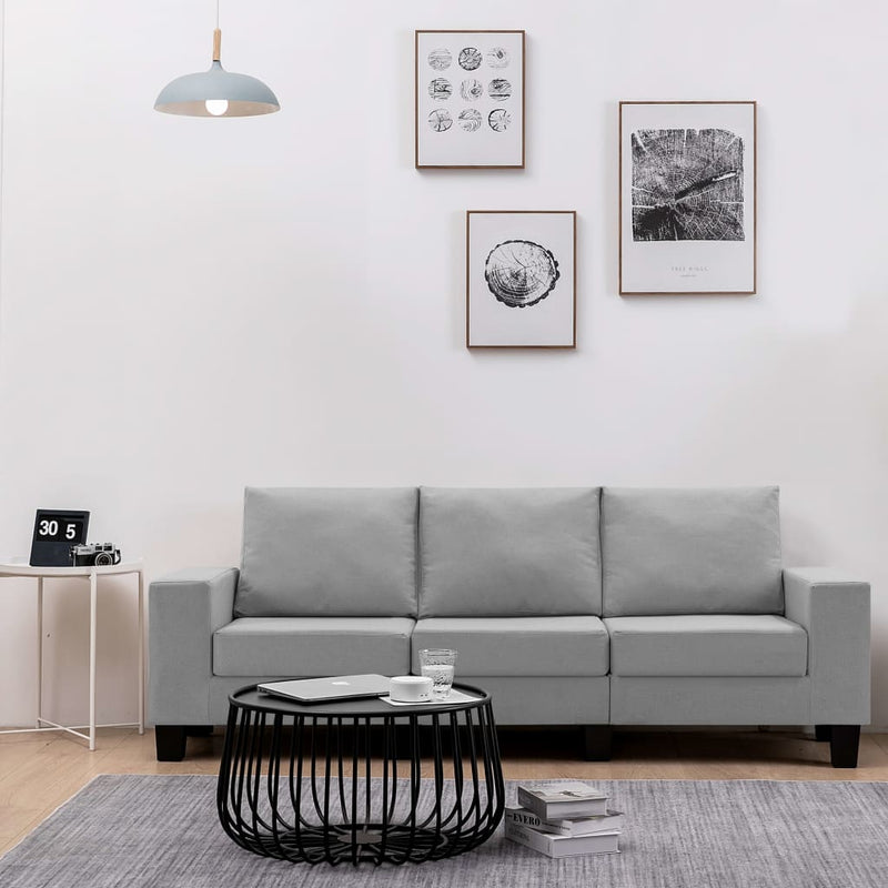 3-Seater Sofa Light Grey Fabric Payday Deals