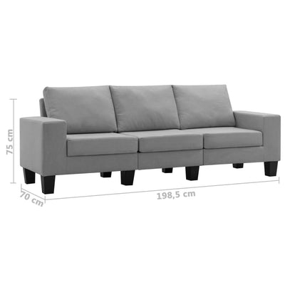 3-Seater Sofa Light Grey Fabric Payday Deals