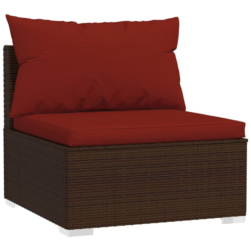 3-Seater Sofa with Cushions Brown Poly Rattan Payday Deals
