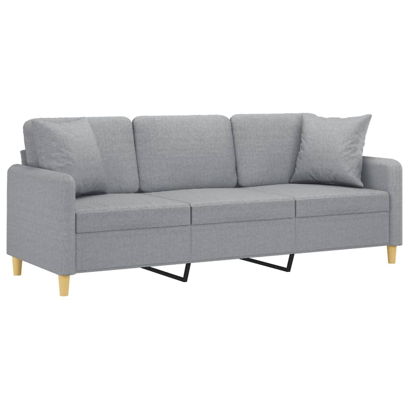 3-Seater Sofa with Throw Pillows Light Grey 180 cm Fabric Payday Deals