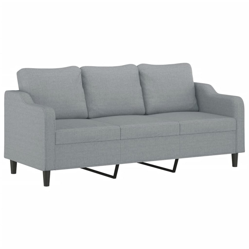 3-Seater Sofa with Throw Pillows Light Grey 180 cm Fabric Payday Deals