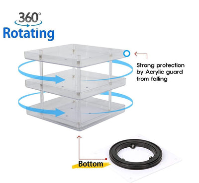 3 Tier 360 Rotating Display Rack Organizer Stand for Clear Nail Polish and Makeup Cosmetics with Acrylic Guard Payday Deals