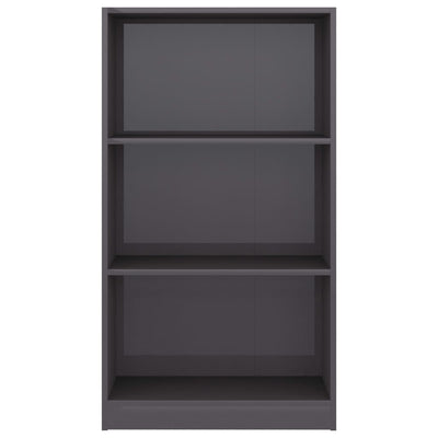 3-Tier Book Cabinet High Gloss Grey 60x24x109 Engineered Wood Payday Deals