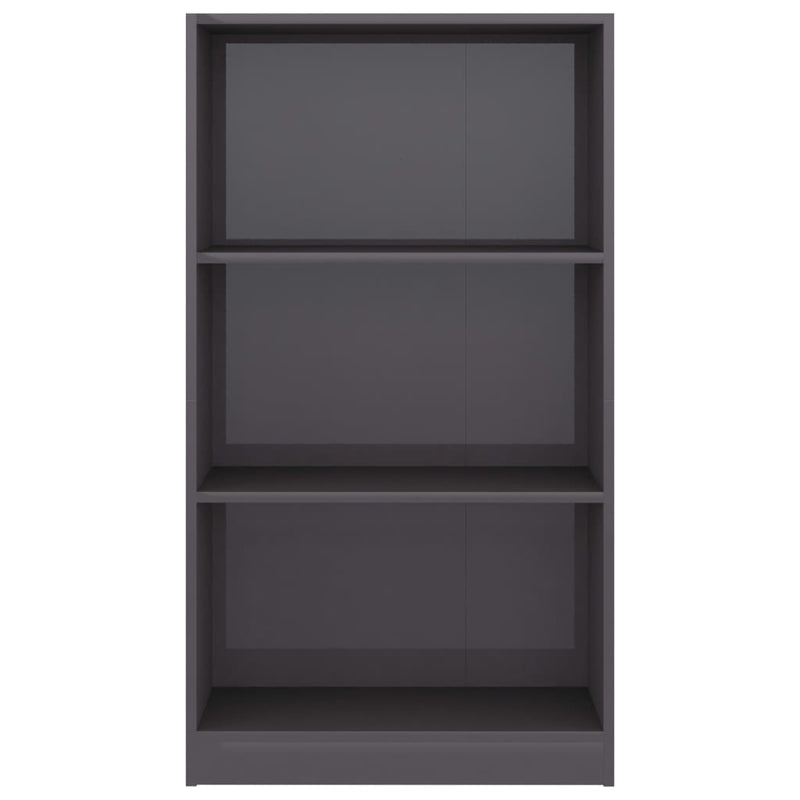 3-Tier Book Cabinet High Gloss Grey 60x24x109 Engineered Wood Payday Deals