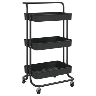 3-Tier Kitchen Trolley Black 42x35x85 cm Iron and ABS Payday Deals