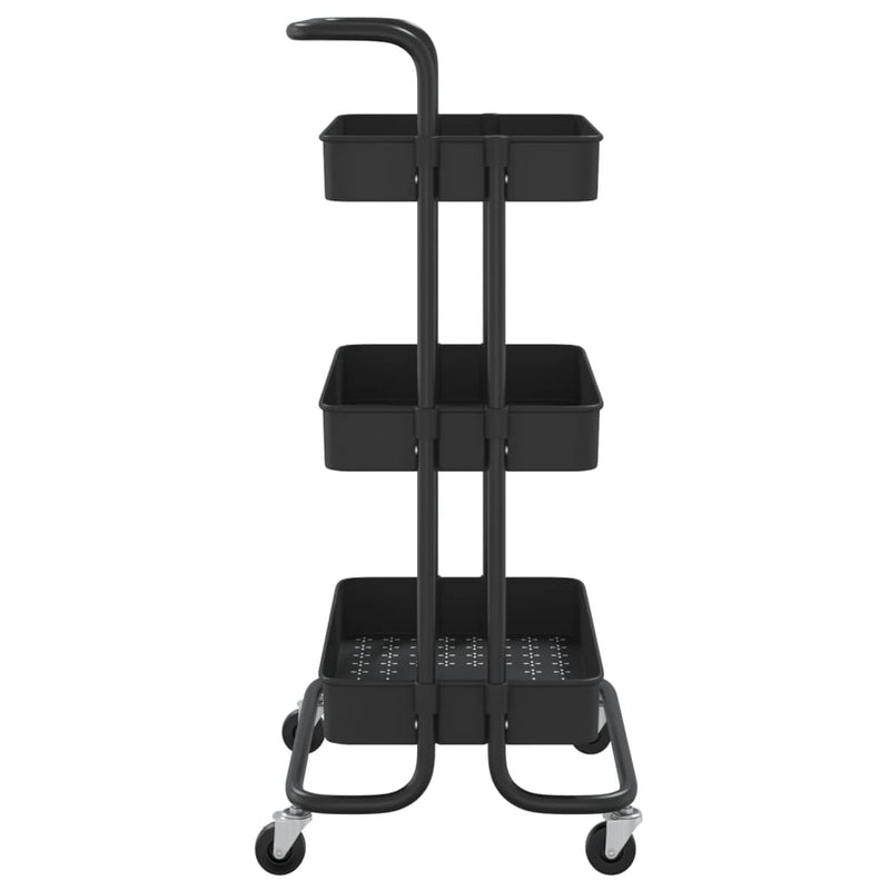 3-Tier Kitchen Trolley Black 42x35x85 cm Iron and ABS Payday Deals