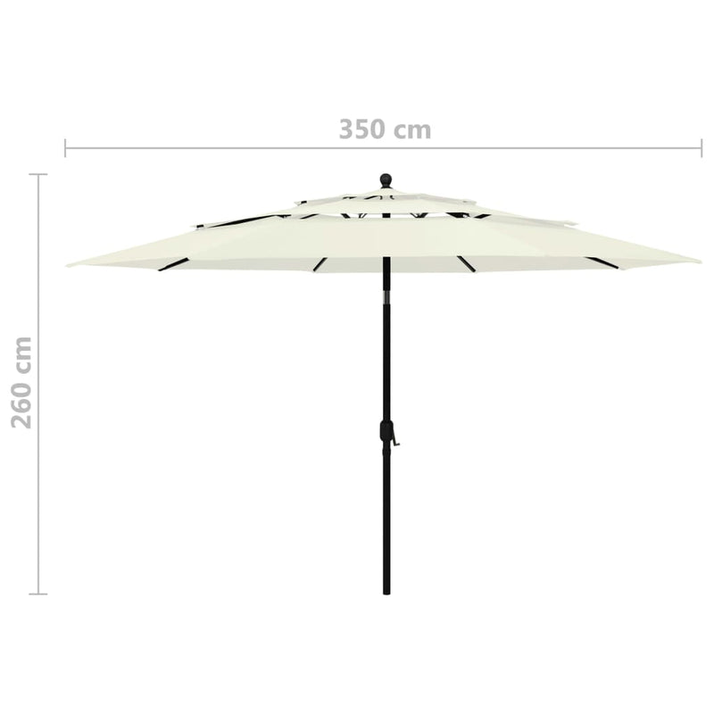 3-Tier Parasol with Aluminium Pole Sand 3.5 m Payday Deals