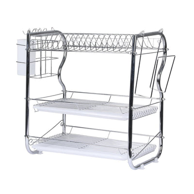 3 Tier Stainless Steel Dish Rack Drainer Tray Kitchen Storage Cup Cutlery Holder Payday Deals