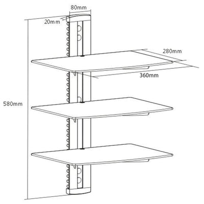 3-tier Wall Mounted Glass DVD Shelf Black Payday Deals